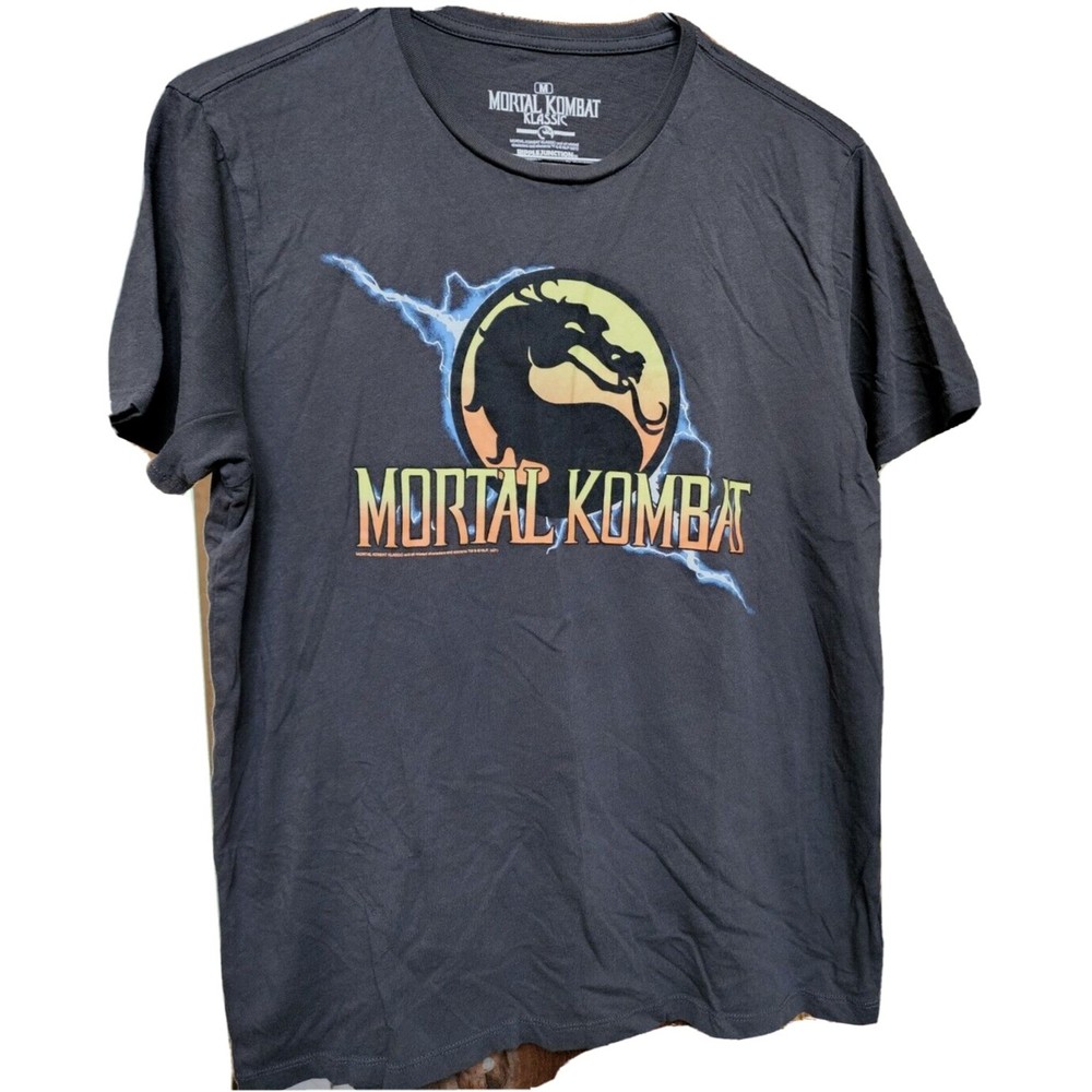 Mortal Kombat Black T-Shirt Size Medium Classic Gaming Dragon Vintage